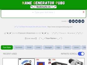 'namegeneratorpubg.com' screenshot