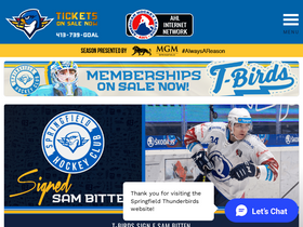 'springfieldthunderbirds.com' screenshot