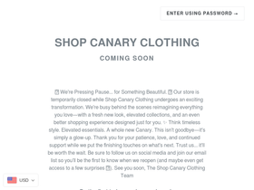 shopcanaryclothing.com homepage screenshot