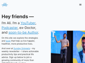 'aliabdaal.com' screenshot