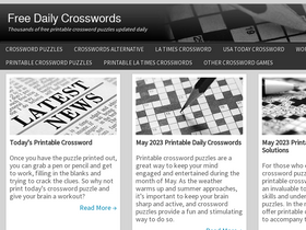 'freedailycrosswords.com' screenshot