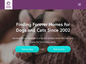 'animalhouseshelter.com' screenshot