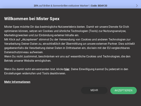 'misterspex.at' screenshot