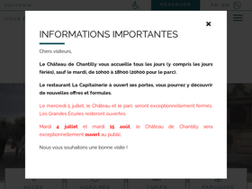 'chateaudechantilly.fr' screenshot