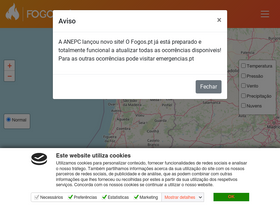 'fogos.pt' screenshot
