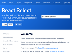 'react-select.com' screenshot