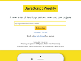 'javascriptweekly.com' screenshot