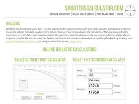 'shooterscalculator.com' screenshot