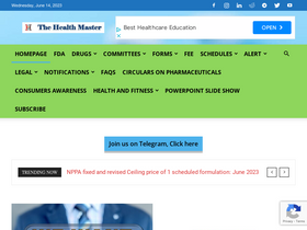 'thehealthmaster.com' screenshot