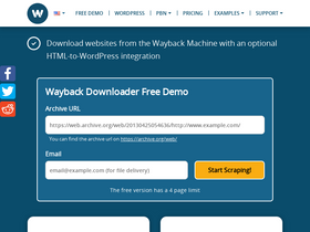 'waybackmachinedownloader.com' screenshot