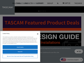 'tascam.com' screenshot