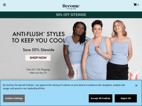 Become™ Menopause Clothing homepage screenshot
