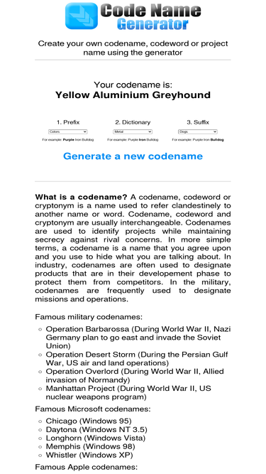 codenamegenerator.com
