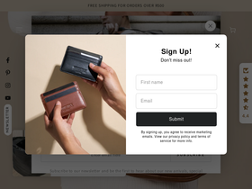 woodstockleather.co.za homepage screenshot