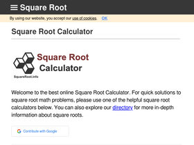 'squareroot.info' screenshot