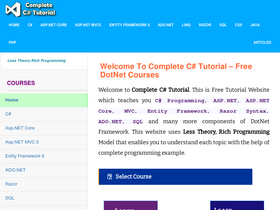 'completecsharptutorial.com' screenshot