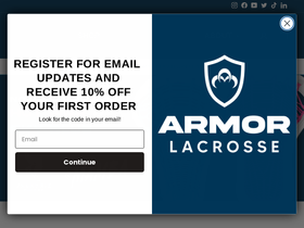 armorlacrosse.com homepage screenshot