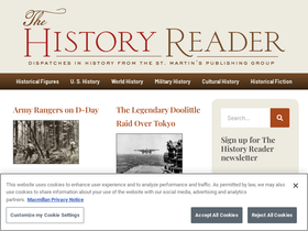'thehistoryreader.com' screenshot