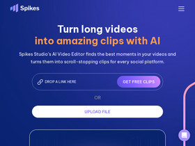 Spikes Studio - Explore Spikes Studio, a powerful AI video editing tool designed to create engaging video clips for platforms like YouTube, Twitch, TikTok, and Reels. Learn about its features, how to use it, pricing, and more.