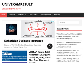 'univexamresult.com' screenshot