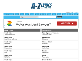 'azlyricdb.com' screenshot