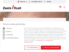 'zwickroell.com' screenshot