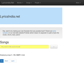 'lyricsindia.net' screenshot