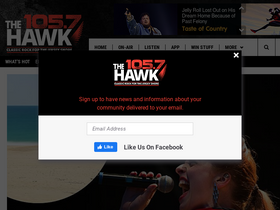 '1057thehawk.com' screenshot