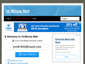 '10minutemail.net' screenshot