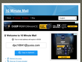 '10minutemail.org' screenshot