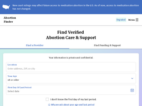 'abortionfinder.org' screenshot
