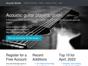 'acousticbinder.com' screenshot
