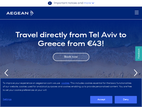 'aegeanair.com' screenshot
