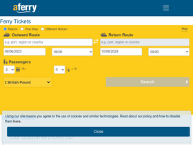 'aferry.com' screenshot