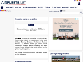 'airfleets.net' screenshot