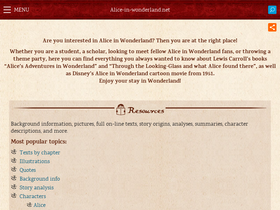 'alice-in-wonderland.net' screenshot