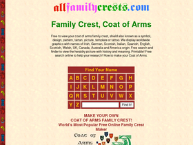 'allfamilycrests.com' screenshot