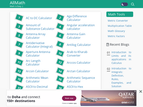 'allmath.com' screenshot