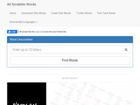 'allscrabblewords.com' screenshot