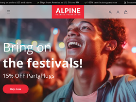 'alpinehearingprotection.com' screenshot