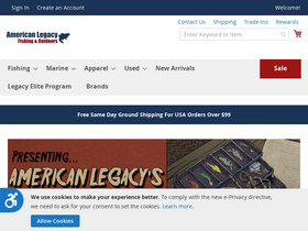 'americanlegacyfishing.com' screenshot