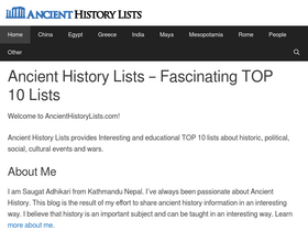 'ancienthistorylists.com' screenshot