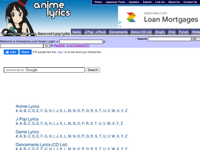 'animelyrics.com' screenshot