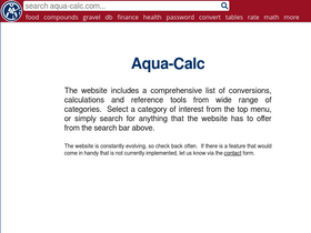 'aqua-calc.com' screenshot