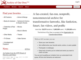 'archiveofourown.org' screenshot