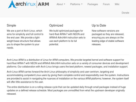 'archlinuxarm.org' screenshot