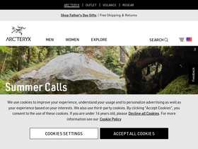 'arcteryx.com' screenshot