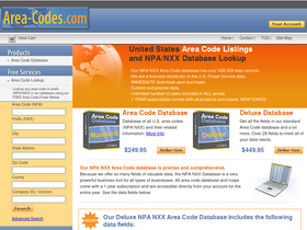 'area-codes.com' screenshot