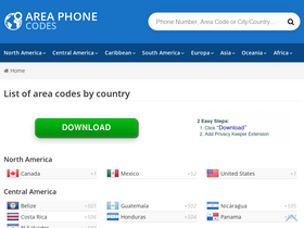 'areaphonecodes.com' screenshot