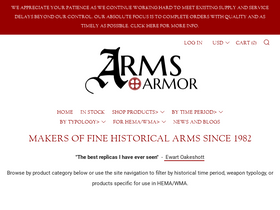 'arms-n-armor.com' screenshot